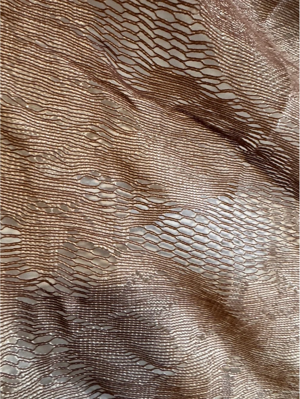 Large Taupe Fringe Shawl Wrap Triangle Scarf Lace Textured Lightweight
